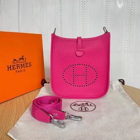 1:1 Replica Hermes Evelyne original togo leather mini Shoulder Bag H15698 hot pink HMS4JP4M8ZB
