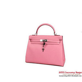 Top Replica Hermes Kelly 32cm Handle Bag Pink Togo Leather Silver HMS7ZP7J8GY