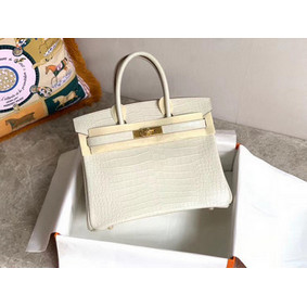 Fake Hermes Birkin Bag Original Leather crocodile HBK35 white HMSSXW2TJ7Y
