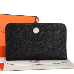 Best Quality Hermes Dogon Combined Wallet A508 Black HMSS1B62ARB