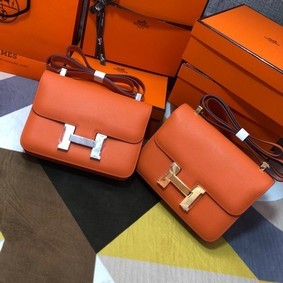 Hermes Original Espom Leather Constance Bag 5333 orange Replica HMS6WRXO870