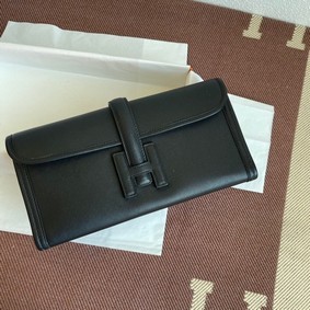 Hermes Original jige swift Leather Clutch 37088 black 1:1 Replica HMSD70F2ULS