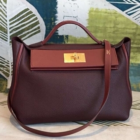 Hermes 24/24 29 Bag In Bordeaux Clemence Calfskin Replica HMS09KJ7R49