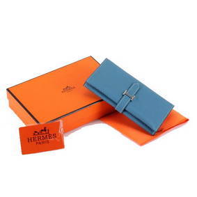 Cheap Hermes Bearn Japonaise Tri-Fold Wallet A308 Blue HMSFGD1XN3B