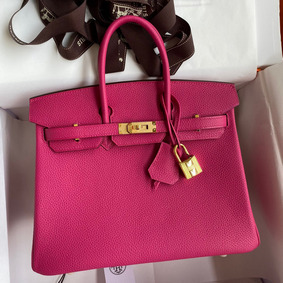 Hermes Birkin 25 Retourne Handmade Bag In Rose Tyrien Clemence Leather 1:1 Replica HMS31Q2F6V0