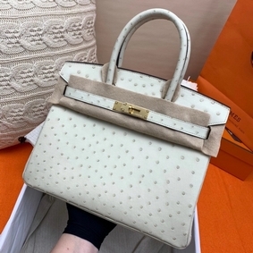 Hermes Birkin 30 Handmade Bag In Beton Ostrich Skin 1:1 Replica HMSY7I54FHK