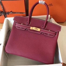 Cheap Hermes Birkin 30 Handmade Bag In Ruby Clemence Leather HMS3Q7NEQSP