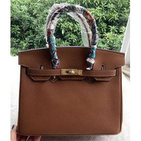 High Quality Hermes Birkin 30CM Tote Bags Brown Calfskin Leather BK30 Gold HMS107NDS66
