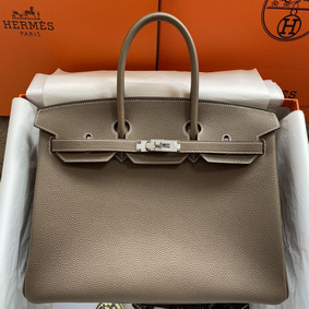 Hermes Birkin 35 Retourne Handmade Bag In Taupe Clemence Leather Top Replica HMS9J2ZK7SS