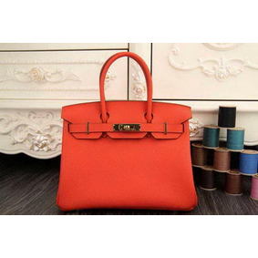 Knockoff Hermes Birkin 35CM 30CM Tote Bag Original Leather HB35O Orange HMSGR3VC02D