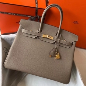 Hermes Birkin 35cm Bag In Gris Tourterelle Clemence Leather GHW HMS9KUM75W9