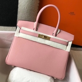 Hermes Birkin 35cm Bag In Pink Clemence Leather GHW HMS79B9Q64Z