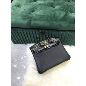 Hermes Birkin Bag Original Leather crocodile togo HBK2530 black Top Replica HMS3PLJKM9A
