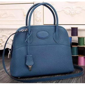 AAA Hermes Bolide 37CM Calfskin Leather Tote Bag B1004 Blue HMSTFW49KBN