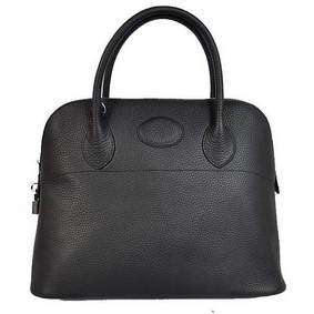 Hermes Bolide 37CM Tote Bags Clemence H1037 Black HMSO2GO12R8