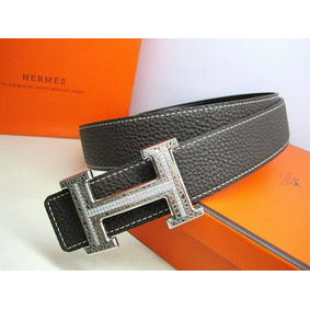 Best Quality Hermes Calf Leather Diamond Belt HB118 Black Silver HMS1124X843