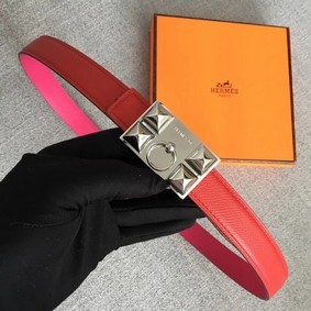 Imitation Hermes Collier de Chien belt buckle & Reversible leather strap 24 mm H0521 red HMSKM9I4ODL