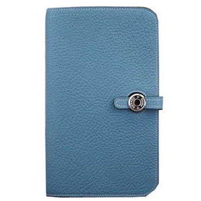 Hermes Compact Passport Holder Original Leather Wallet Blue 1:1 Replica HMSJVFRQ9SK