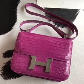 Hermes Constance 24 Bag In Rose Scheherazade Niloticus Crocodile Replica HMS9L66G733