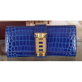 Best Quality Hermes Croco Leather Clutch H88017 Blue HMS47GOJRMF