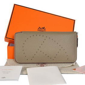 Hermes Evelyn Long Wallet Zip Purse A808 Dark Grey 1:1 Replica HMSCPJ3TQEA