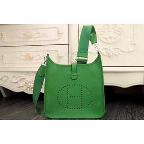 Fake Hermes Evelyne 28cm Messenger Bag Original Leather H1188 Green HMS685TD7E2