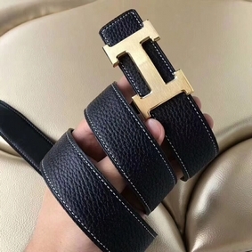 Hermes H Belt Buckle & Black Clemence 32 MM Strap Replica HMS0I5NF588
