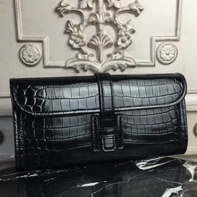 Hermes Jige Elan 29 Clutch In Black Crocodile Leather Top Replica HMS8TFT23F0