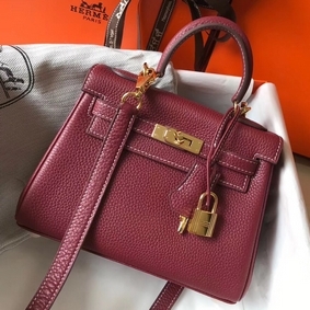 Top Replica Hermes Kelly 20cm Bag In Bordeaux lemence Leather GHW HMS50HN3MTN