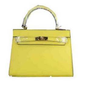 Hermes Kelly 22cm Tote Bag Calfskin Leather Lemon Top Replica HMSUL4SF1D9