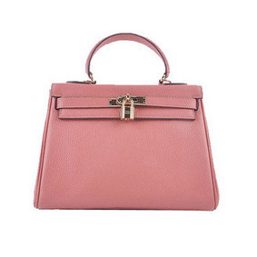 Hermes Kelly 28cm Shoulder Bags Light Pink Grainy Leather Gold Replica HMSJX80BXZV
