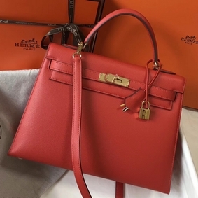1:1 Replica Hermes Kelly 32cm Bag In Red Epsom Leather GHW HMS52W05D8I