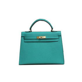 Hermes Kelly 32cm Shoulder Bag Light Green Saffiano Leather K32 Gold Top Replica HMS1M323814