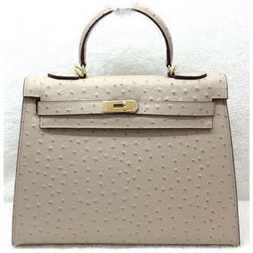Hermes Kelly 32cm Shoulder Bag Ostrich Leather K32LI Apricot Replica HMS931COLVO