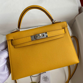 Hermes Kelly Mini II Sellier Handmade Bag In Jaune Ambre Epsom Calfskin HMS47J06E1R