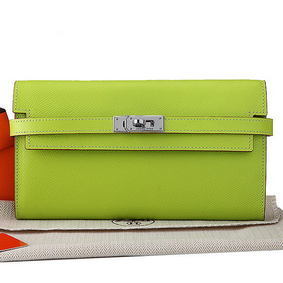 Hermes Kelly Original Saffiano Leather Bi-Fold Wallet A708 Green Top Replica HMS85FT5K3T