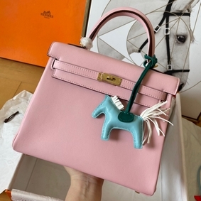 Cheap Hermes Kelly Retourne 25 Handmade Bag In Pink Swift Calfskin HMS6HK049DY