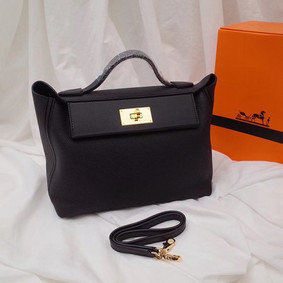 First-class Quality Hermes Kelly togo Leather Tote Bag H2424 black HMS5N687AZD