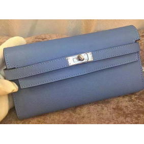 Hermes Kelly Wallet Epsom Leather H009 Light Blue Replica HMSLE25GHC7