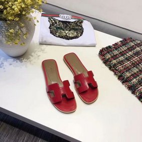 Hermes lady leather Slipper HO809HMJ red 1:1 Replica HMSSK0F65U0