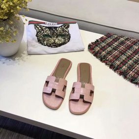 Hermes lady leather Slipper HO811HMJ pink Top Replica HMS67Z93UFQ