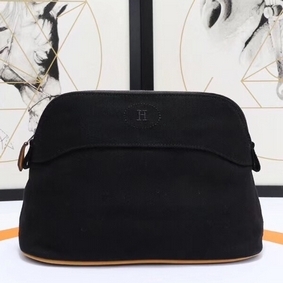 Cheap Hermes Medium Bolide Travel Case In Black Cotton HMSA4934UCB