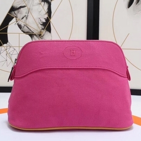 Hermes Medium Bolide Travel Case In Rose Red Cotton Top Replica HMSY71926S3