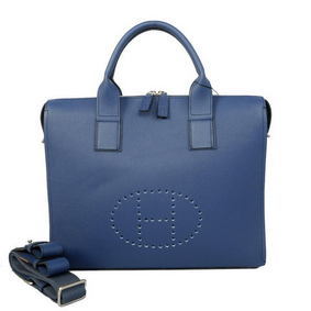 Fake Hermes Mens Briefcase Calf Leather H1705A Royalblue HMSMNGO0560