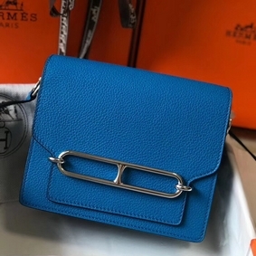 Imitation Hermes Mini Sac Roulis 18cm Bag In Blue Hydra Evercolor Calfskin HMSY56SUGF5