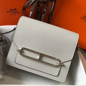 Imitation Hermes Mini Sac Roulis 18cm Bag In Pearl Grey Evercolor Calfskin HMSTCADXJU8