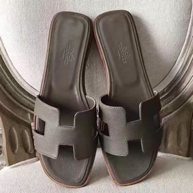 First-class Quality Hermes Oran Sandals In Etoupe Epsom Leather HMSYLU70ZP9