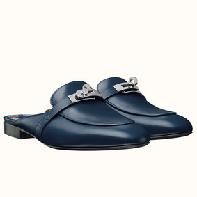 Fake Hermes Oz Mules In Dark Blue Calfskin HMS09J2W2J3