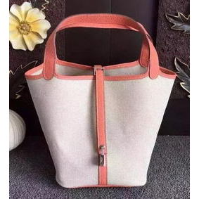 Hermes Picotin Lock 18cm Bag Canvas HPL8618T Light Pink Top Replica HMSGSV7KU65
