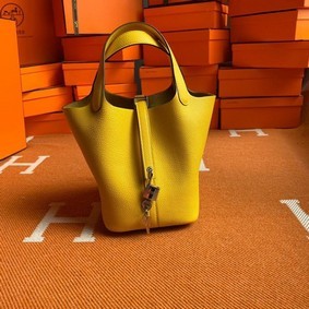 Imitation Hermes Picotin Lock Bags Original togo Leather PL3388 lemon HMSN9NC163D
